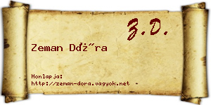 Zeman Dóra névjegykártya